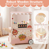 Wooden Pretend Play Snack Cart with Oven and Magnetic Blackboard