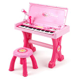 49 Keys Kids Electric Piano Keyboard Toy w/ Stool & Microphone, Educational Toddler Keyboard Set