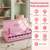 49 Keys Kids Electric Piano Keyboard Toy w/ Stool & Microphone, Educational Toddler Keyboard Set