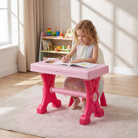 49 Keys Kids Electric Piano Keyboard Toy w/ Stool & Microphone, Educational Toddler Keyboard Set