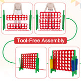 Giant 4-in-a-Row Game Set, Jumbo 4-to-Score Game with 42 Rings and Quick-Release Slider for Kids and Adults