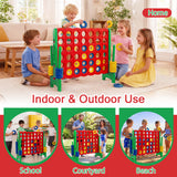 Giant 4-in-a-Row Game Set, Jumbo 4-to-Score Game with 42 Rings and Quick-Release Slider for Kids and Adults