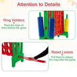 Giant 4-in-a-Row Game Set, Jumbo 4-to-Score Game with 42 Rings and Quick-Release Slider for Kids and Adults