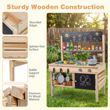 Outdoor Mud Kitchen for Kids Wooden Play Pretend Kitchen with Stoves