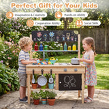 Outdoor Mud Kitchen for Kids Wooden Play Pretend Kitchen with Stoves