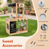 Outdoor Mud Kitchen for Kids Play Kitchen with Stoves Sink and Chalkboard