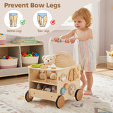 13-In-1 Toddler Push Walker with Wheels & Storage, Montessori Activity Center, Learning Activity Walker
