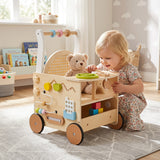 13-In-1 Toddler Push Walker with Wheels & Storage, Montessori Activity Center, Learning Activity Walker