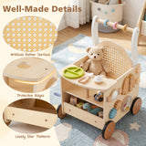 13-In-1 Toddler Push Walker with Wheels & Storage, Montessori Activity Center, Learning Activity Walker