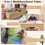 110-Piece Wooden Train Table for Toddlers 3+ Years Old