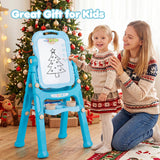 4-In-1 Double Side Easel for Toddler, Magnetic Chalkboard & White Drawing Board, Birthday Christmas Gift for 3+ Boys Girls