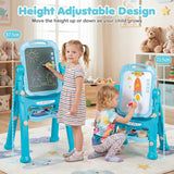 4-In-1 Double Side Easel for Toddler, Magnetic Chalkboard & White Drawing Board, Birthday Christmas Gift for 3+ Boys Girls