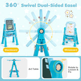 4-In-1 Double Side Easel for Toddler, Magnetic Chalkboard & White Drawing Board, Birthday Christmas Gift for 3+ Boys Girls