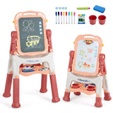 4-In-1 Double Side Easel for Toddler, Magnetic Chalkboard & White Drawing Board, Birthday Christmas Gift for 3+ Boys Girls