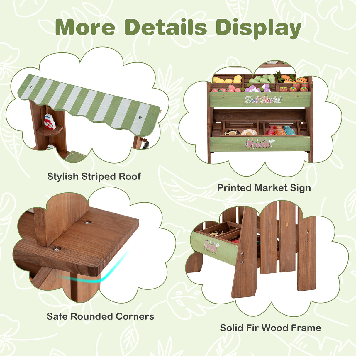 Wooden Mud Grocery Store for Kids, Outdoor & Indoor Farm Market Stand Playset