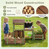 Outdoor Mud Farm Playset for Kids, Fir Wood Barnyard Pretend Toy