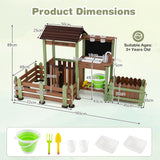 Outdoor Mud Farm Playset for Kids, Fir Wood Barnyard Pretend Toy