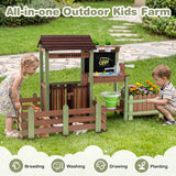 Outdoor Mud Farm Playset for Kids, Fir Wood Barnyard Pretend Toy