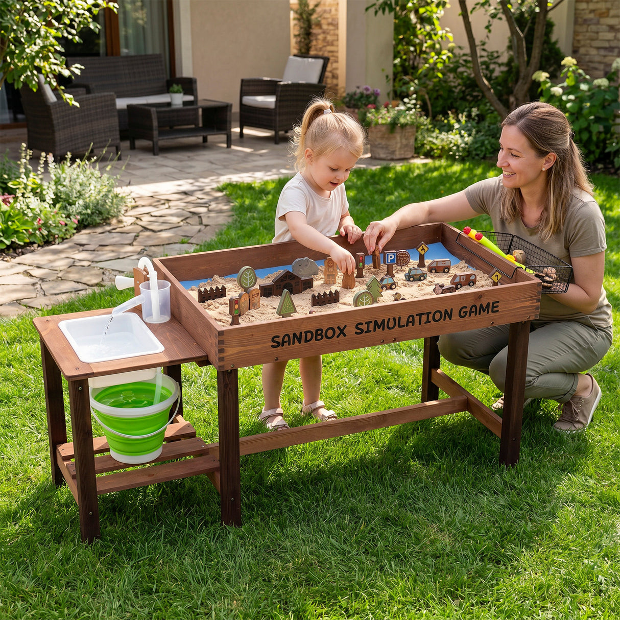 Sensory Table with Water Pump & Sink, Toddler Activity Table