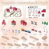 HONEY JOY 63-Piece Kids Wooden Train Table w/Storage Drawer