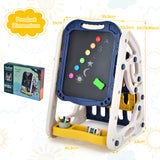 BABY JOY 3 in 1 Kids Art Easel, Double Sided Whiteboard & Chalkboard w/Book Storage Rack