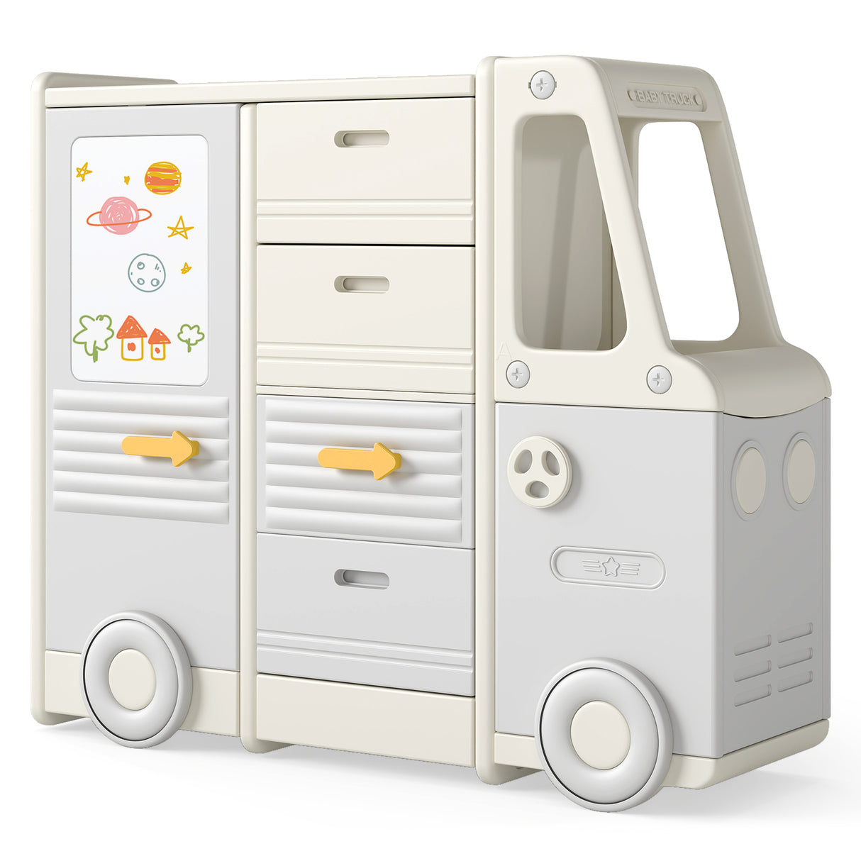 Kids Toy Storage Organizer, Bus-shaped Children Cabinet