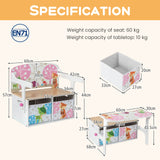 HONEY JOY 3 in 1 Kids Convertible Activity Bench, Children Table & Chair Set