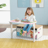 HONEY JOY 3 in 1 Kids Convertible Activity Bench, Children Table & Chair Set
