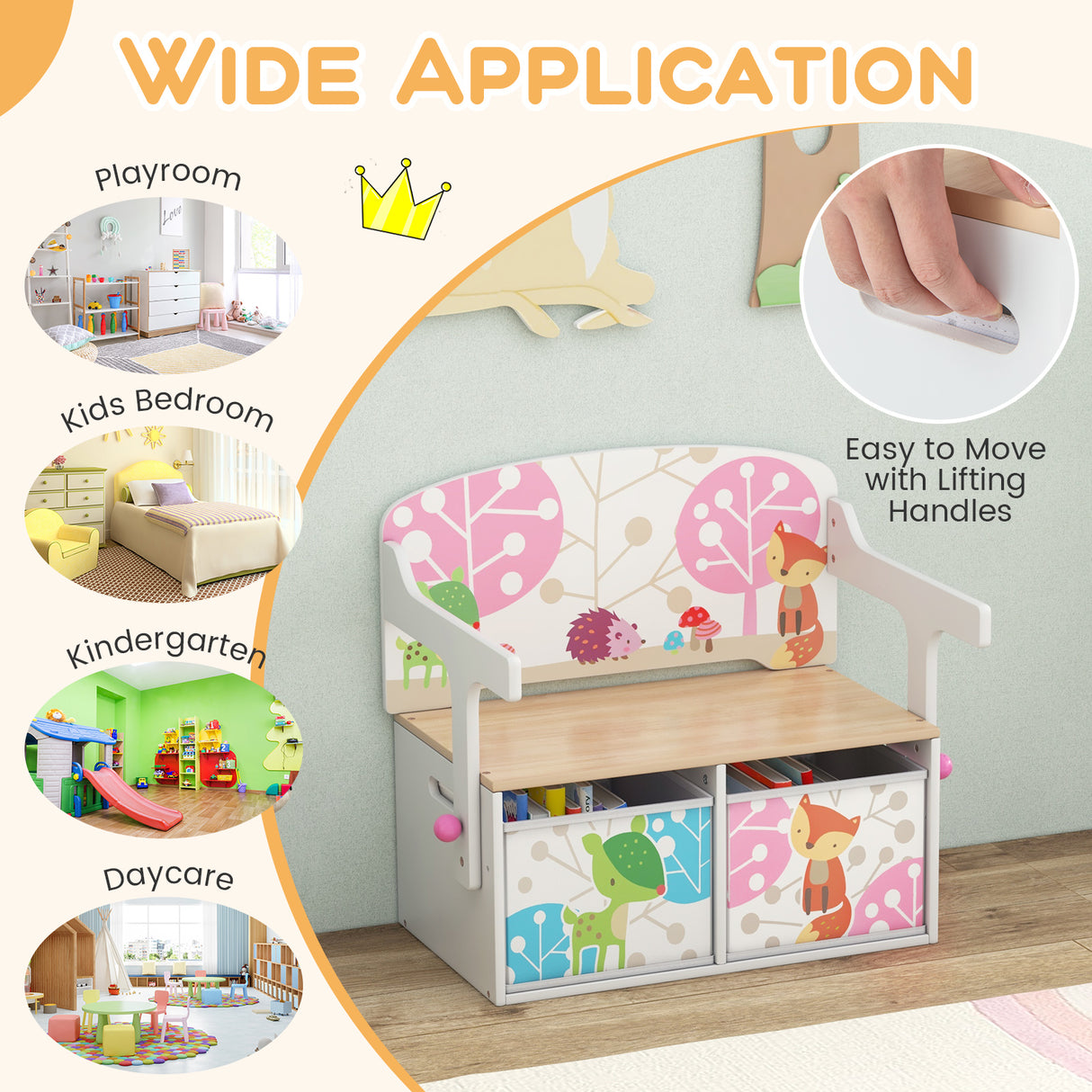 HONEY JOY 3 in 1 Kids Convertible Activity Bench, Children Table & Chair Set