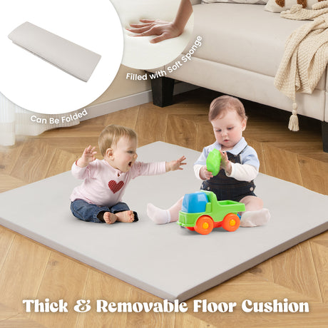 6-in-1 Kids Playhouse Wooden Indoor Play Tent, Large Play Tent Storage Rack with Wooden Frame & Curtains