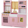 HONEY JOY Kids Pretend Play Kitchen, Kitchen Playset w/Coffee Maker, Sink, Faucet, Stove, Water Dispenser