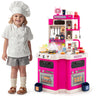 Kids Kitchen Playset, Corner Play Kitchen with Realistic Sounds and Lights, Cooking Stove with Steam