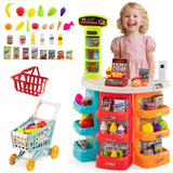 76PCS Supermarket Playset, Kids Pretend Play Grocery Store Set with Shopping Cart