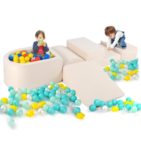 5-Piece Climb and Crawl Soft Playset w/ Ball Pit, Soft Climbing Foam Blocks for Kids