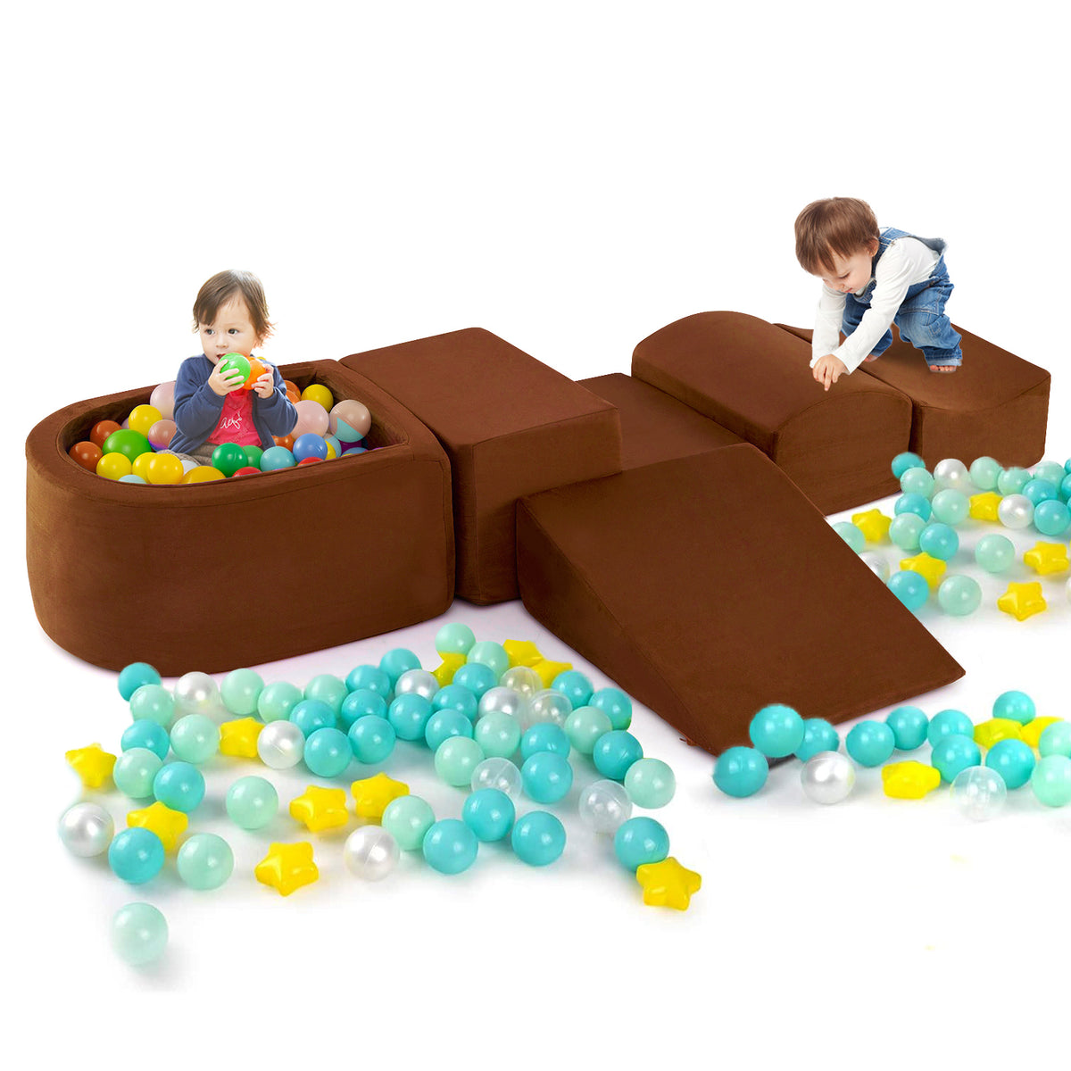 5-Piece Climb and Crawl Soft Playset w/ Ball Pit, Soft Climbing Foam Blocks for Kids