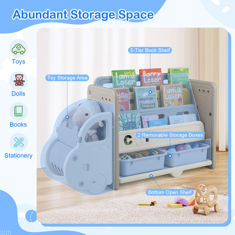 Kids Toy Storage and Bookshelf, Car Themed Toy Storage Shelf