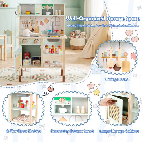 Toddler Toy Kitchen Set with Lights and Sounds for Girls and Boys Ages 3+