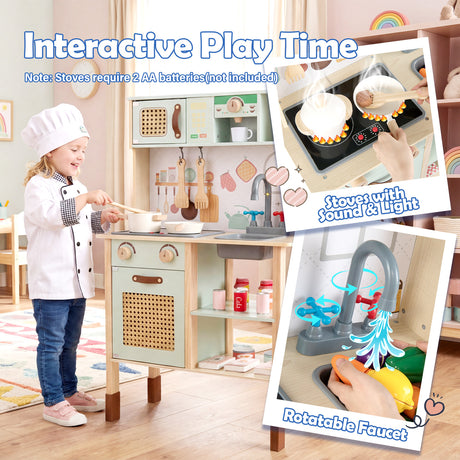 Toddler Toy Kitchen Set with Lights and Sounds for Girls and Boys Ages 3+