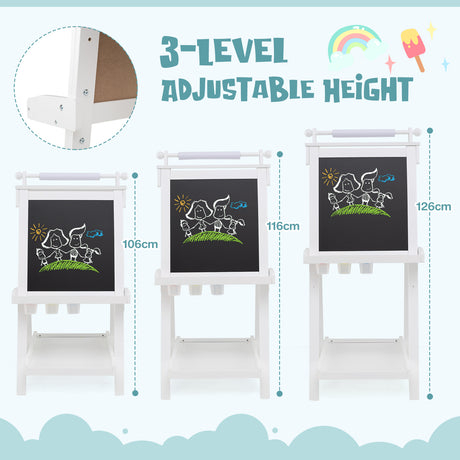 3-in-1 Double-sided Art Easel, Creative Art Center for 3+ Years Old Children