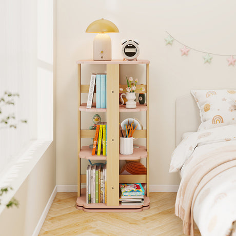 360° Spinning 3-Tier Kids Book Shelf Tower with 12 Sectors