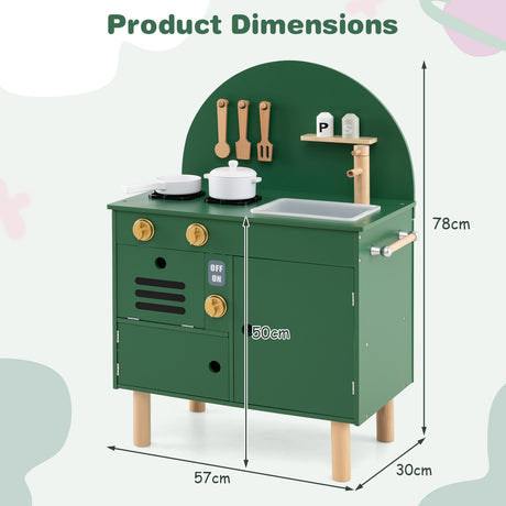 Wooden Kitchen Playset, Chef Pretend Play Set for Children 3+ Years Old