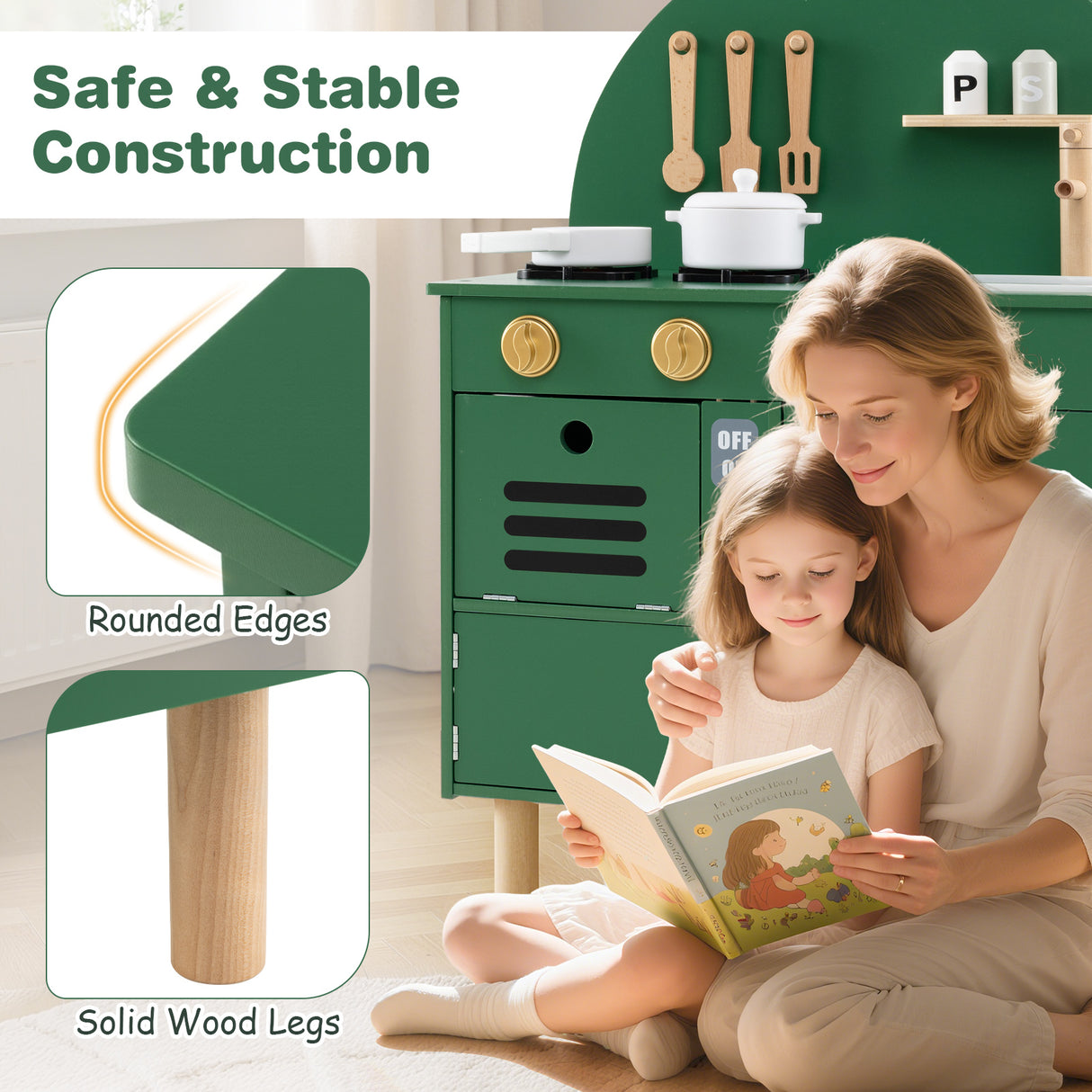 Wooden Kitchen Playset, Chef Pretend Play Set for Children 3+ Years Old