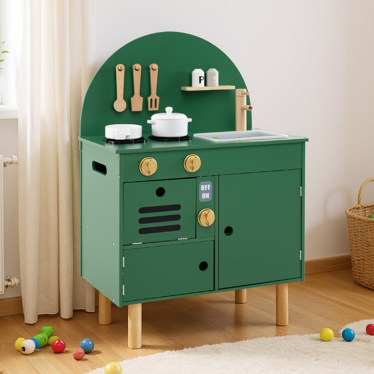 Wooden Kitchen Playset, Chef Pretend Play Set for Children 3+ Years Old