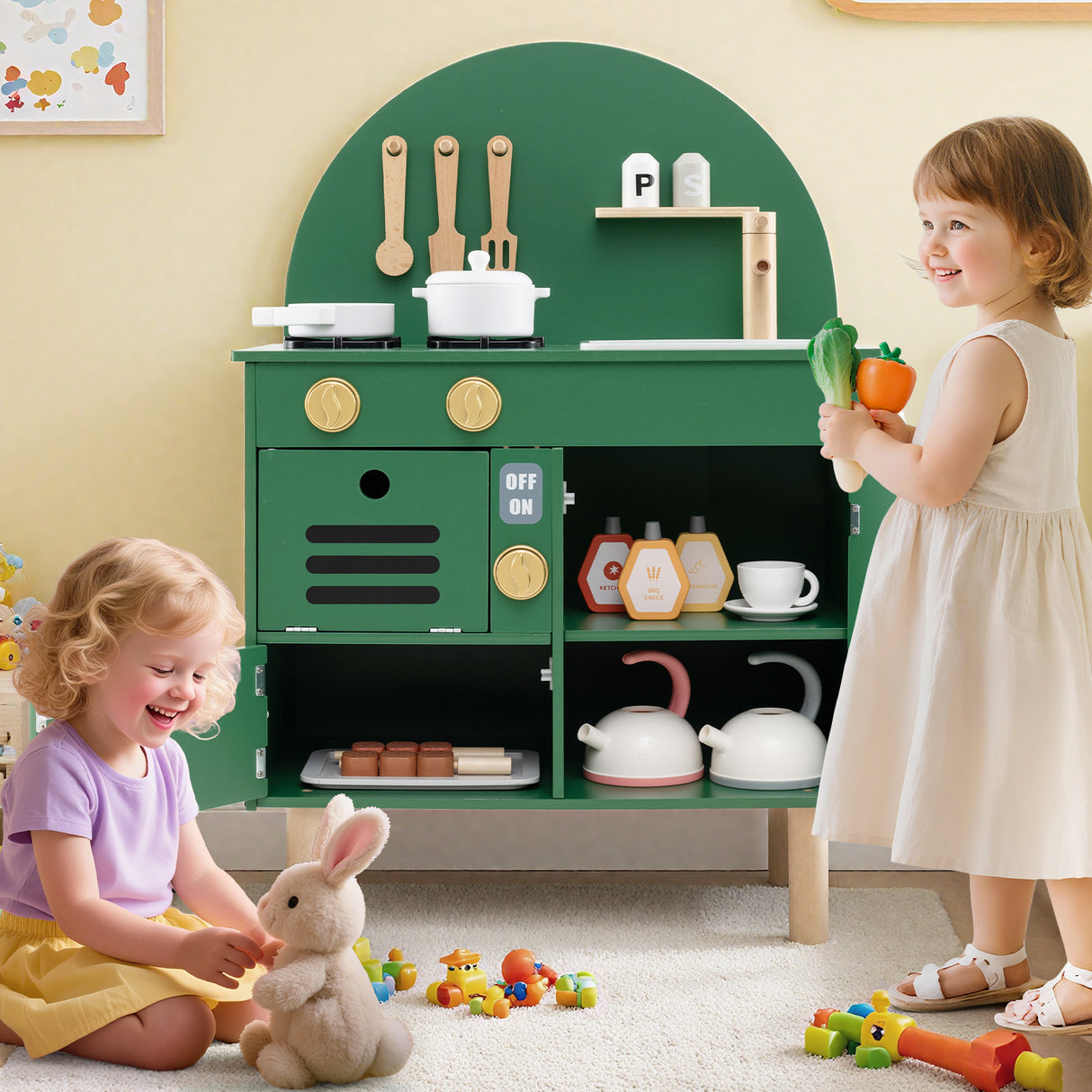 Wooden Kitchen Playset, Chef Pretend Play Set for Children 3+ Years Old