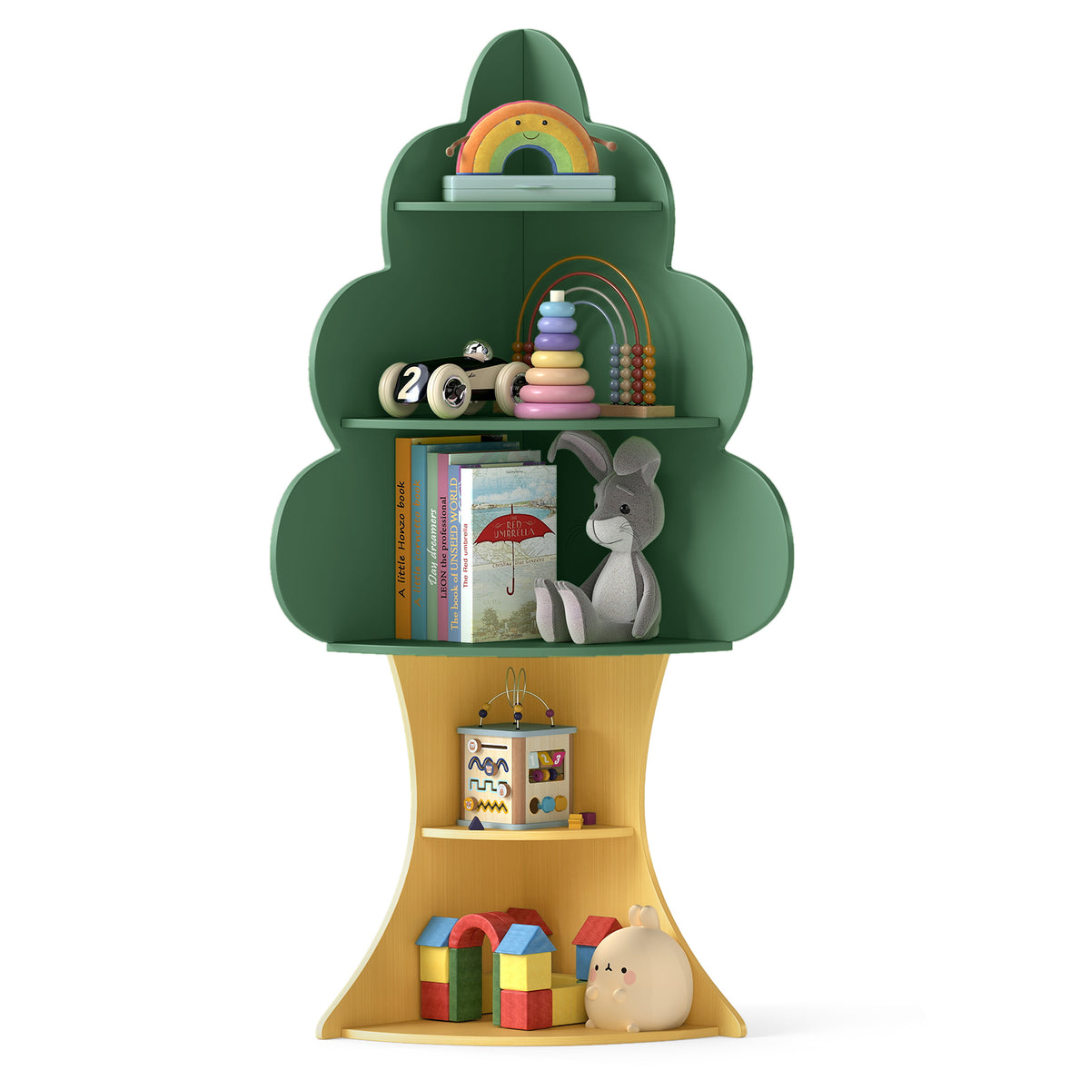 Tree Bookshelf for Kids, 5-Tier Children Book Display Rack with 