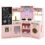 Corner Wooden Play Kitchen, Toy Kitchen Playset with Storage for Children 3+ Years Old