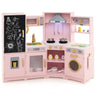 Corner Wooden Play Kitchen, Toy Kitchen Playset with Storage for Children 3+ Years Old