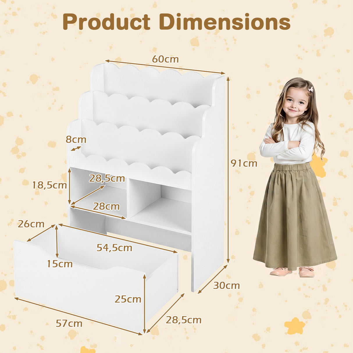 HONEY JOY Kids Bookshelf, 5-Tier Wooden Children Bookcase & Toy Storage Organizer
