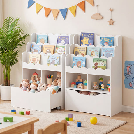 HONEY JOY Kids Bookshelf, 5-Tier Wooden Children Bookcase & Toy Storage Organizer