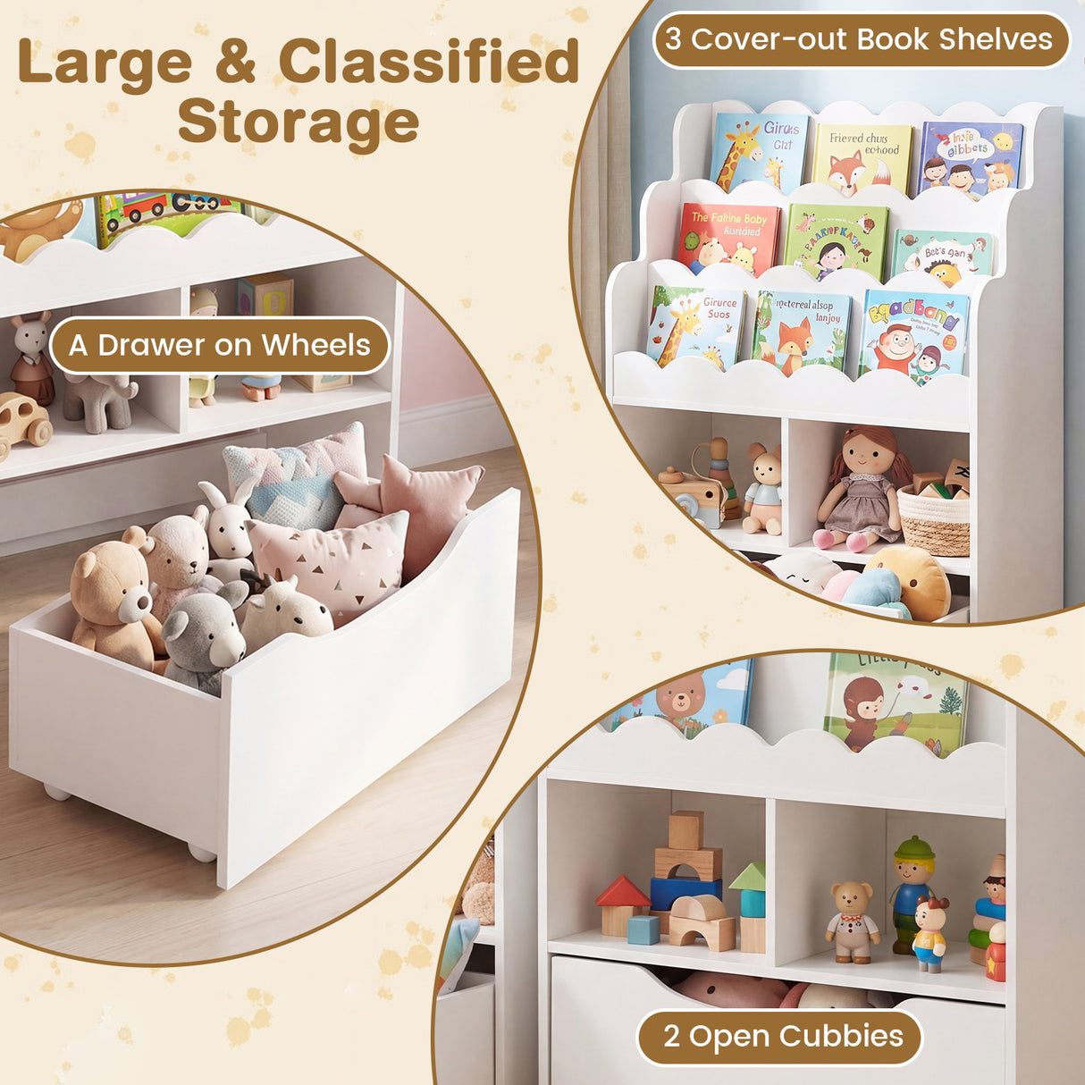 HONEY JOY Kids Bookshelf, 5-Tier Wooden Children Bookcase & Toy Storage Organizer